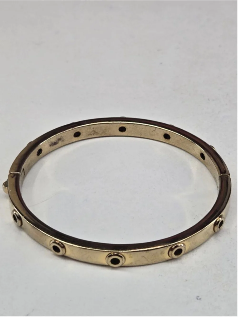 Kate Spade Goldtone Hole Station Bangle Bracelet Classic Collectible Fun - Picture 5 of 10
